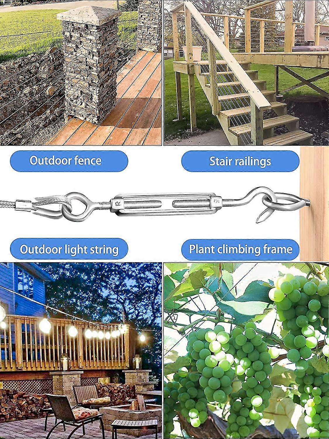 30m Stainless Steel Rope Hanging Kit, Wire Rope Kit, 2mm Coated ...