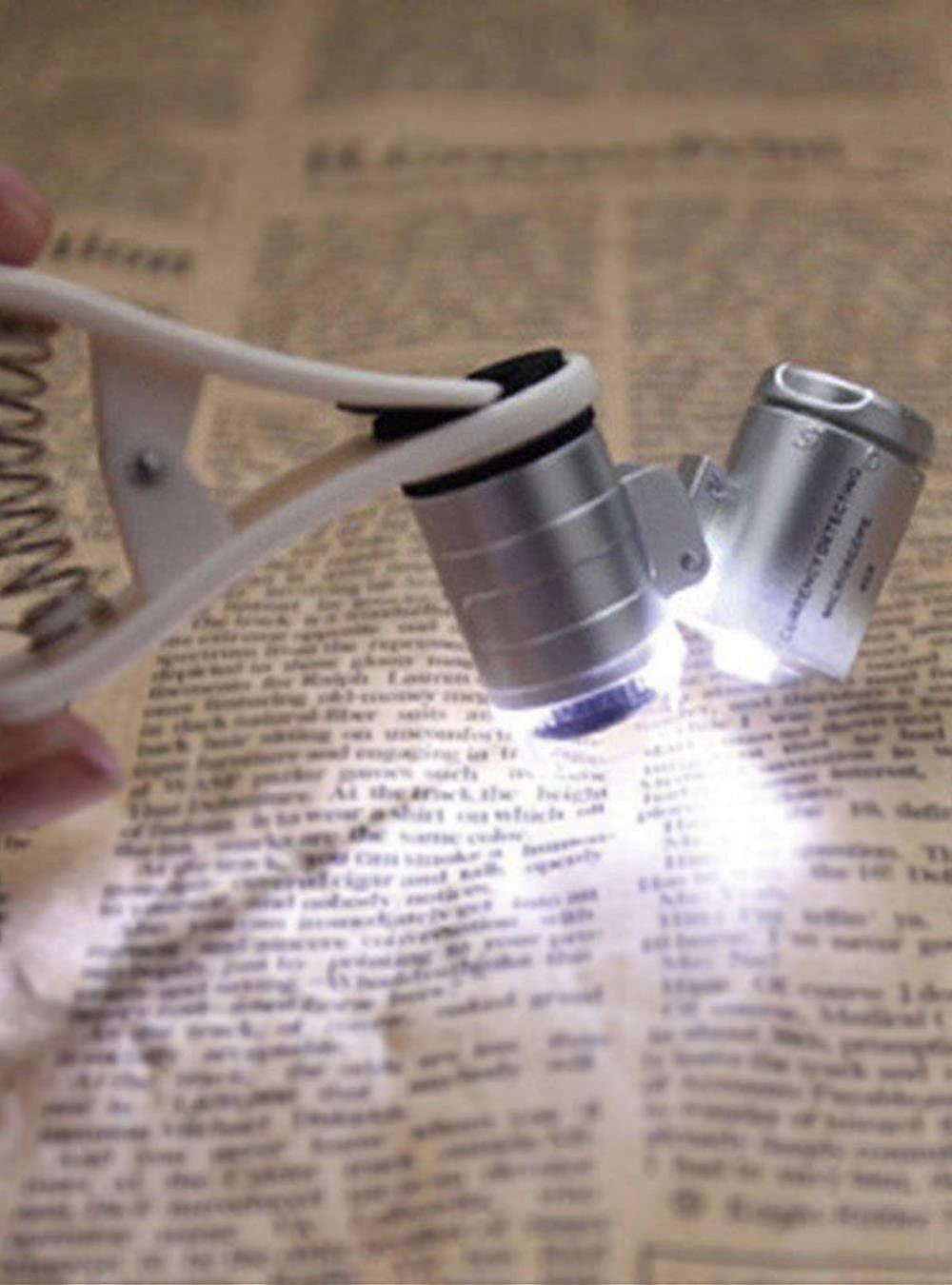 60x Clip-on Type Mini Microscope Illuminated Jeweler Led Uv Lens Loupe With Clamp