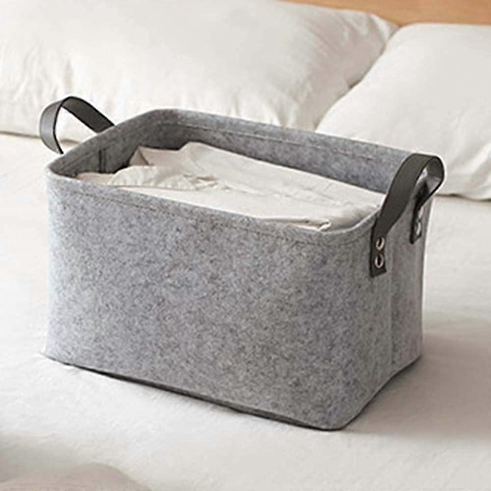 Yaju Storage Basket Felt Basket Storage Box, With Handle, Soft And Durable, Foldable, Laundry Basket, Sundries Basket, Home Decorations (light Gray)1