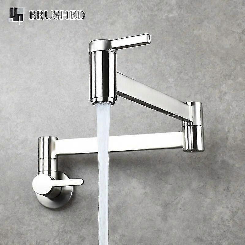 Robinet de lavabo à double interrupteur en laiton exquis, robinet de cuisine mural pliable, robinet d'eau froide simple, rallonge d'évier de vadrouille, robinet de remplissage de casserole, or, noir, chrome