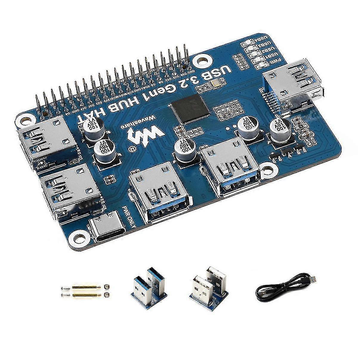 Waveshare USB 3.2 Gen1 Hub Hat für Raspberry Pi 4b 3b + 3b 2b Null W