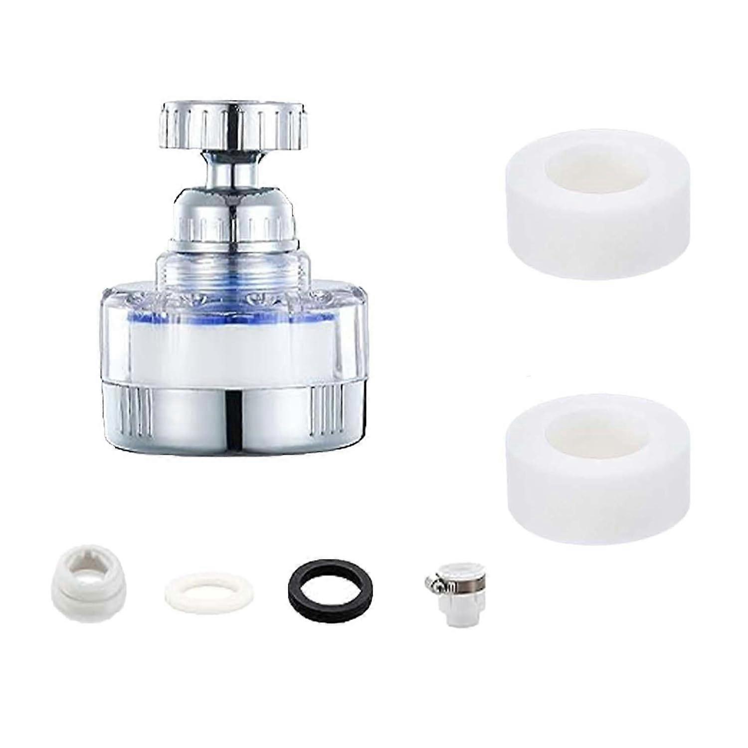 360 Rotating Faucet Filter Bathroom Faucet Filter Remove Heavy Metals Faucet Filter Purifier with 2 Replaceable Filter Elements