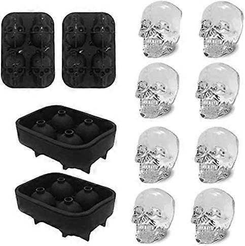 Small Whiskey Ice Ball Mold Skull,4pcs