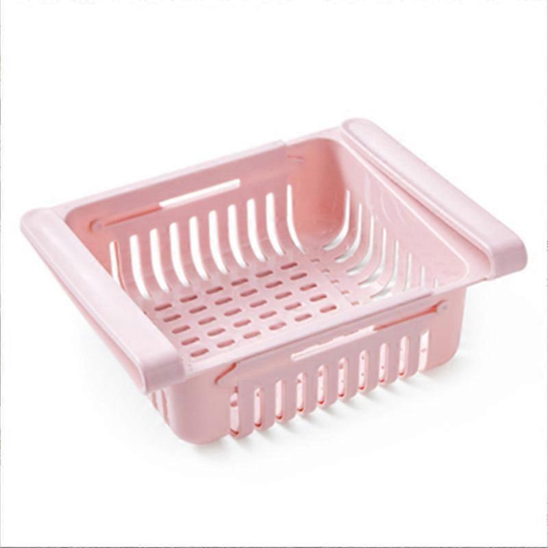 1pc pink Pullout Refrigerator Storage Box Holder