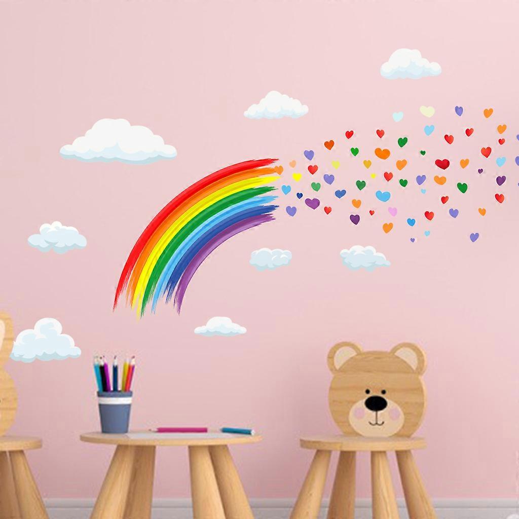 1pc Rainbow Wall Decal Colourful heart Cloud