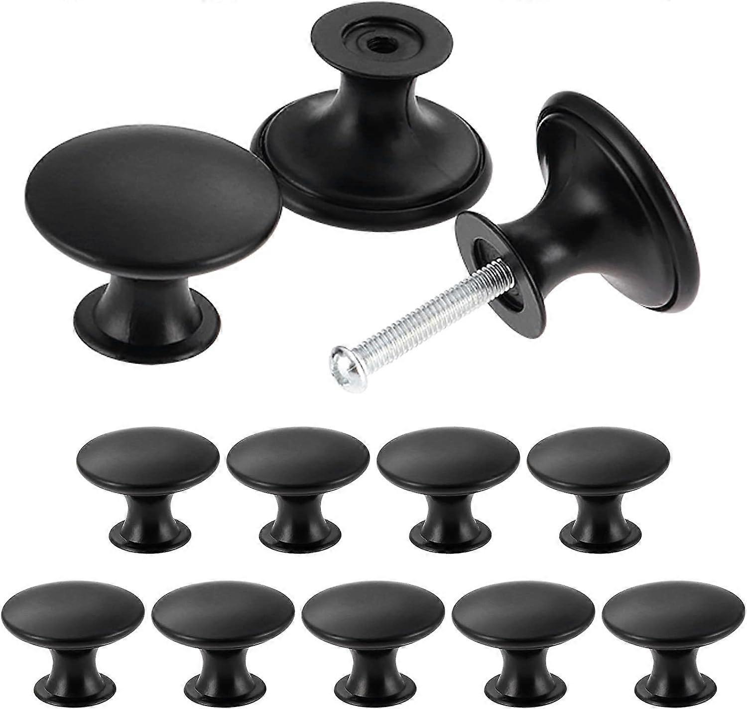 12 Pack Vintage Chic Cupboard Knobs - Antique Kitchen Cupboard Pulls - 30mm Round Furniture Door Knobs - Black