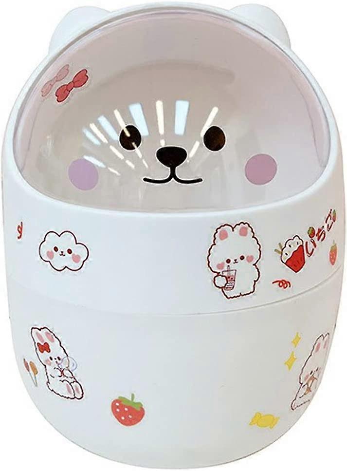 Desktop With Lid Trash Can Mini Bear Trash Bin