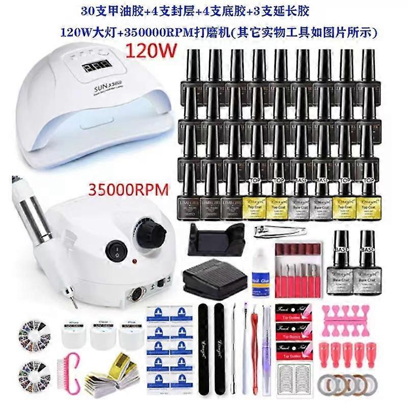35000rpmネイルアートキット120w / 54ワットLedネイルランプ40 / 30 / 20 / 10色UVポリッシングジェル研磨ネイルアートキットコンボ1-