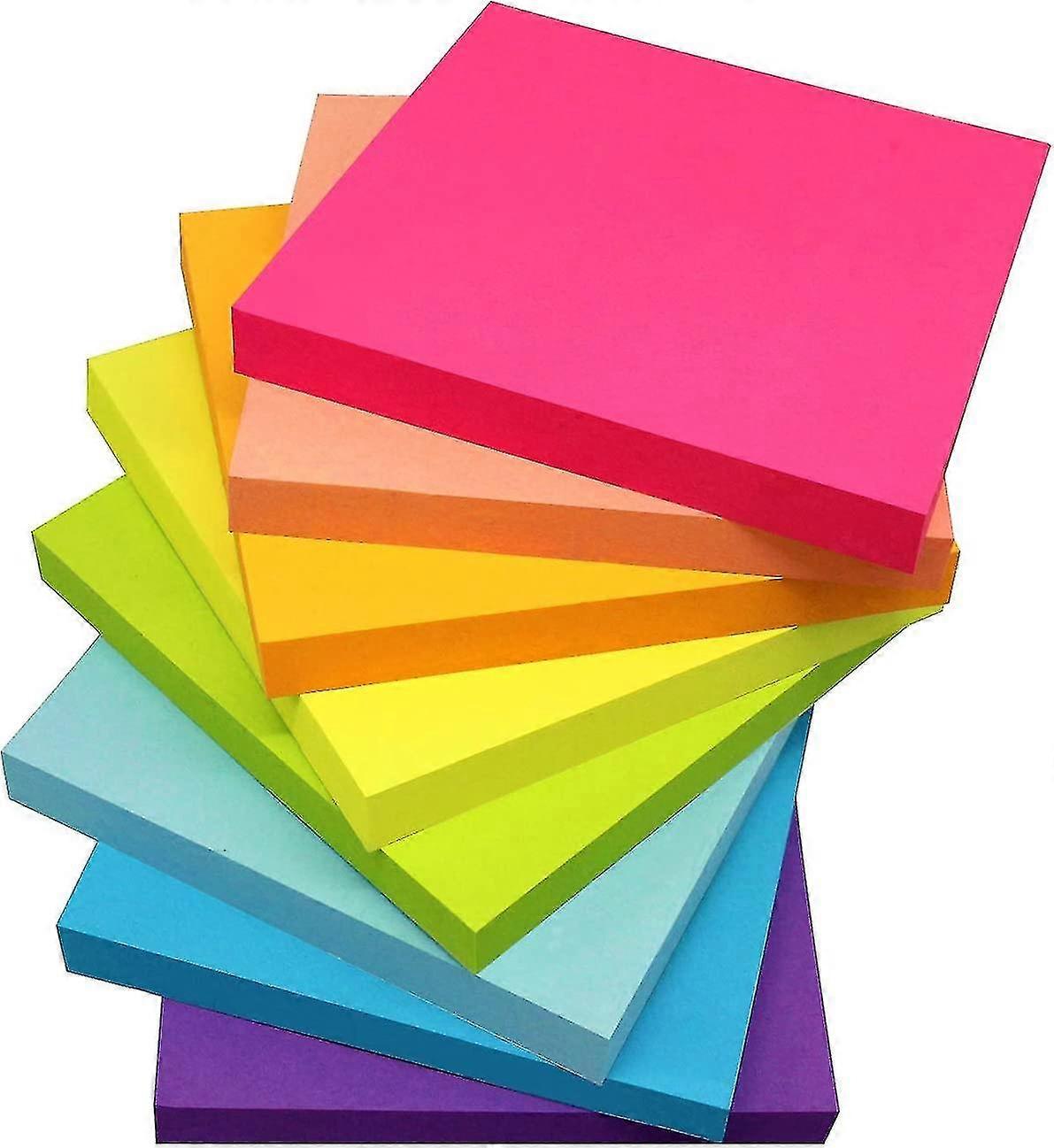 8pcs Sticky Notes 3x3 Inches, Bright Colors Self-stick Pads, Easy To Post Compatible With Home, Office, Notebook