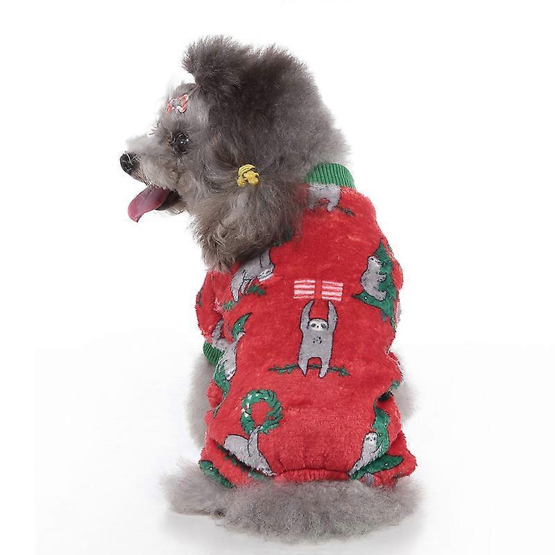 EVAGO Dog Pajamas Winter Clothes - Christmas Warm Dog Sweater Soft Cold Days Outfits with Elk Design, Pet Jumpsuits Sweaters for Small Medium Dogs/Pup