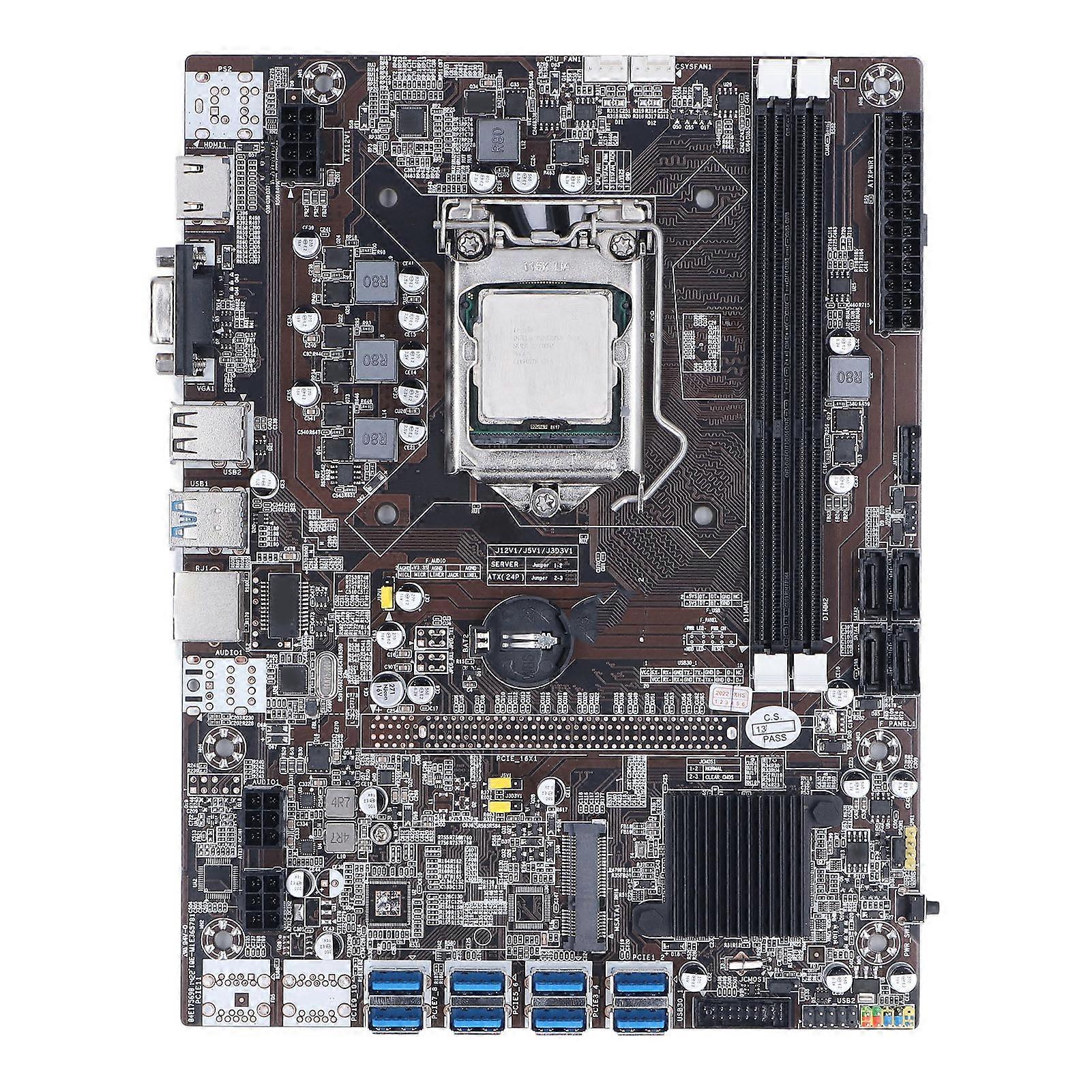 DDR3 Miner Motherboard LGA 1155 8 USB3.0 3-Phasen-Stromversorgung B75 Miner Motherboard mit Dual-Core-CPU für ETH für BTC