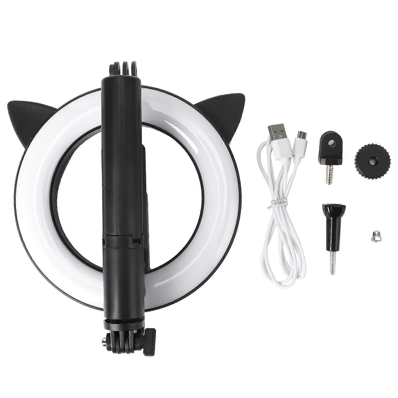 Selfie Stick with Cat Ear?Shaped Fill Light Wireless Bluetooth Teacher Online Class Live