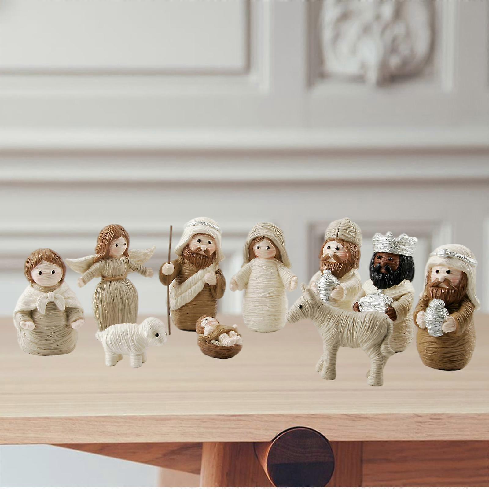 キリスト降誕のシーンの置物卓上彫刻宗教的な装飾家の装飾樹脂クリスマスデスクトップ像休日屋内用 10パックキリスト降誕置物イエスの誕生彫像は、宗教的なキリスト教のクリスマス棚ホームデスクの装飾を設定します  | Fruugo JP, image size:1600x1600