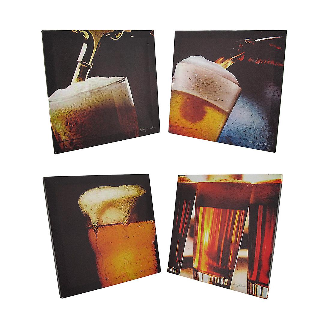 Set of 4 Art Of Beer Printed Canvas Wall Hangings