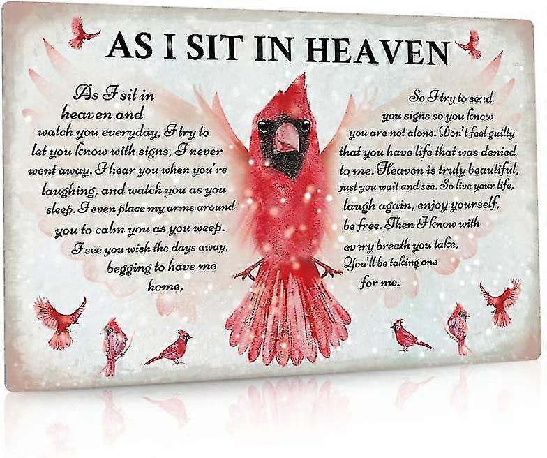 Sinal do pássaro cardinal, ornamentos de Natal, presente da memória da simpatia, 8x12 polegadas OU 12x16 polegadas de alumínio Meta