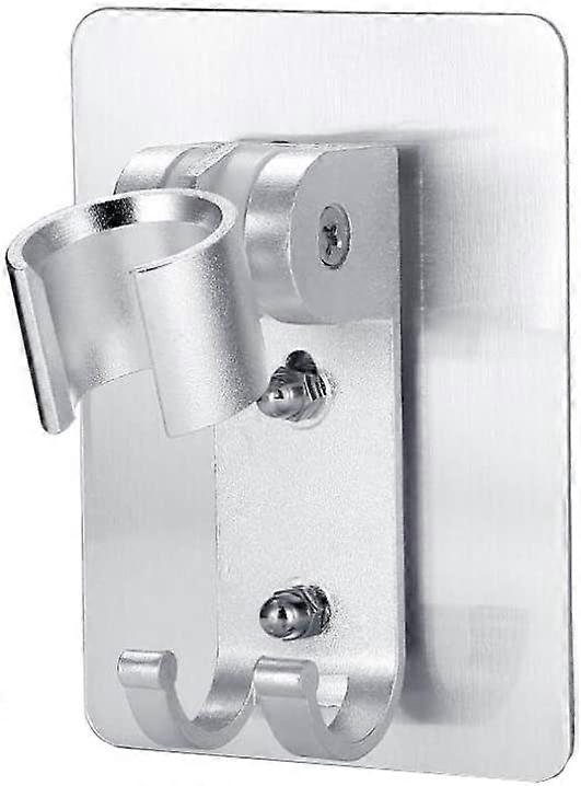 1 x Adjustable Adhesive Shower Head Holder for Hand Shower Wand Wall Mount with 2 Hanging Hooks for Shower Head Bathroom and Tub