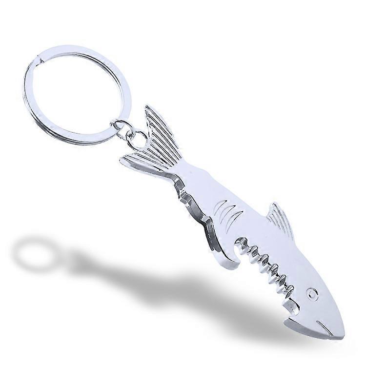 Shark bottle opener, metal keyring, creative keychain pendant, used for decorating wine bottles with hanging keys