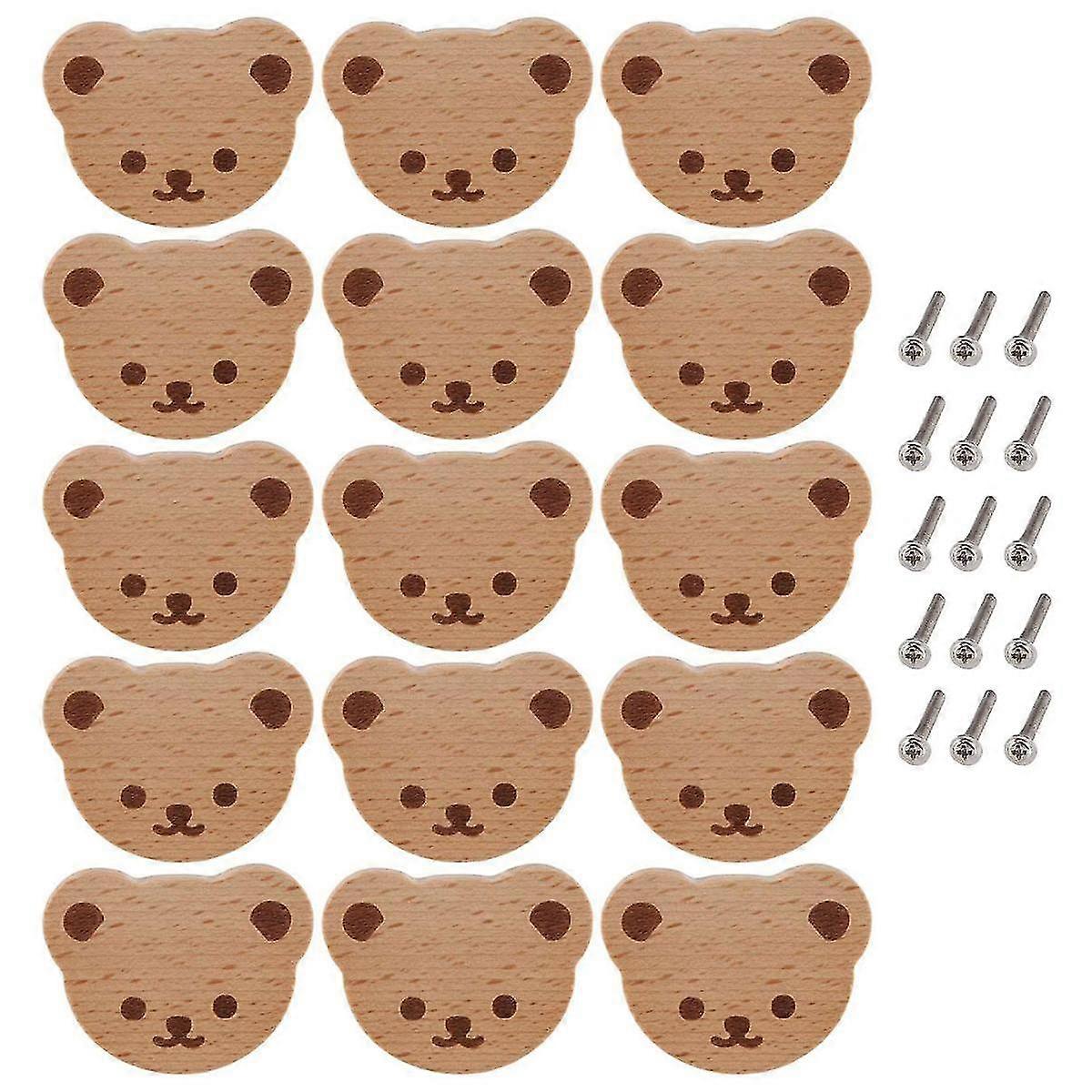 15pcs Furniture Knobs,wooden Drawer Knobs, Wooden Cupboard Knobs,bear Drawer Knobs For Kids, Dresse