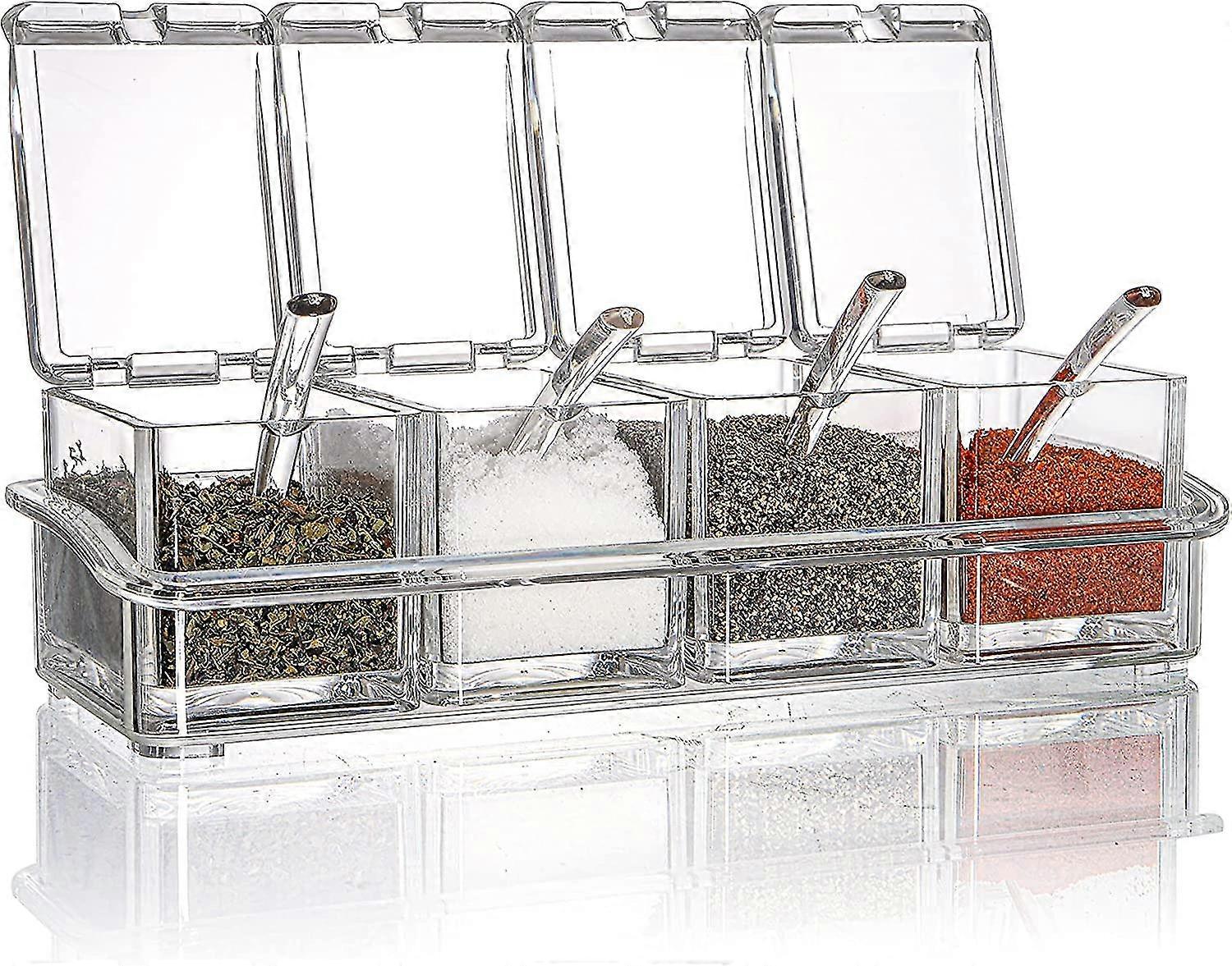 Clear Spice Rack Spice Jar - Compartment Storage Container