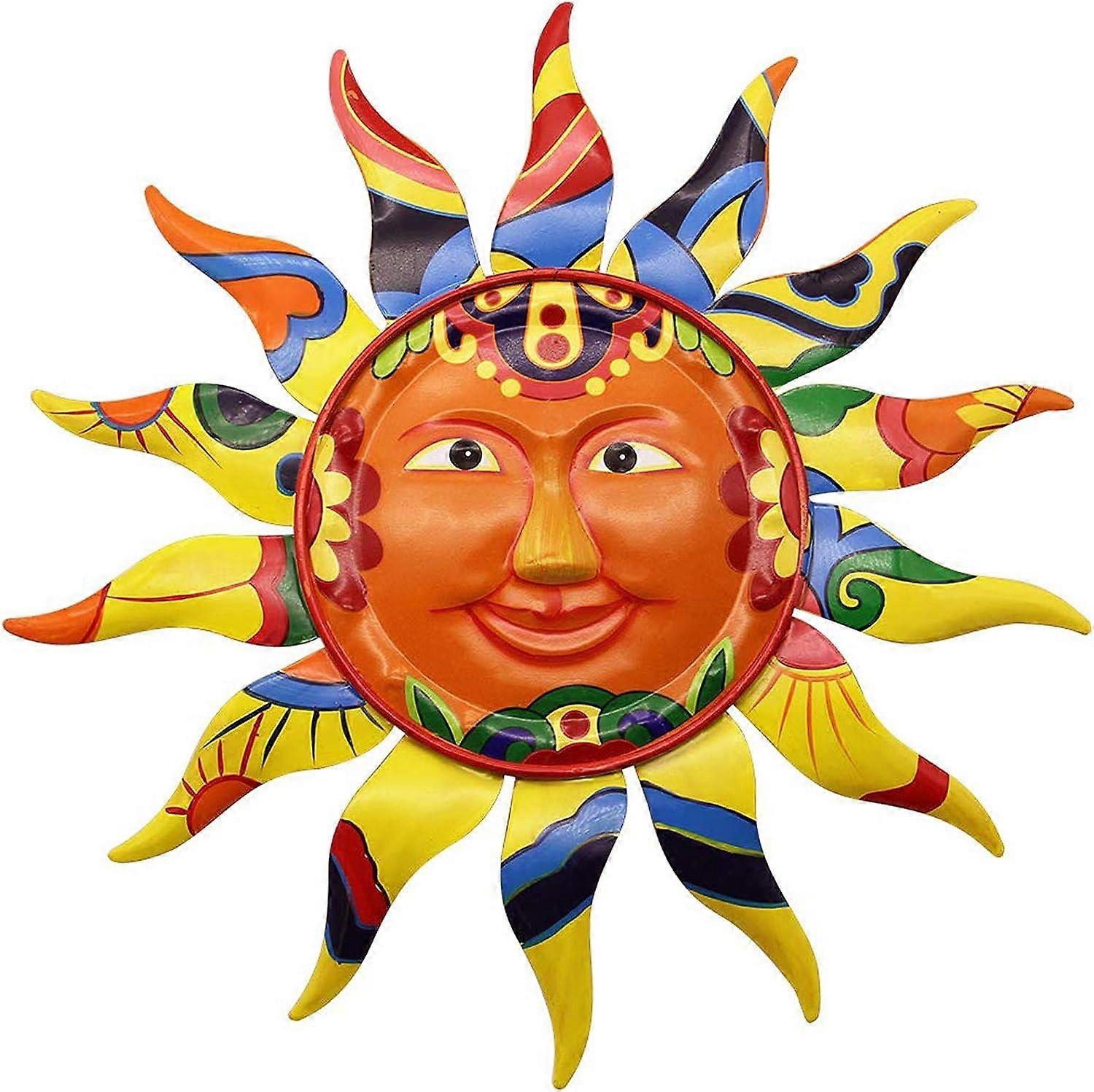 Metal Sun Wall Art Decor - Indoor Outdoor Hanging - Home Garden Decoration