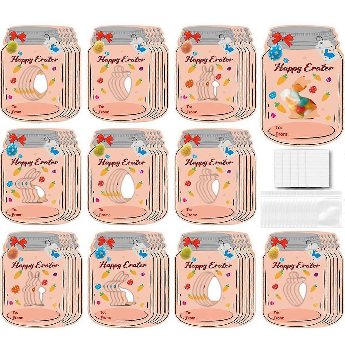 48PCS Happy Easter Note Cards Bottle Shape Holiday Easter Cards Funny Retro Spring Note Card Easter Eggs Greeting Cards