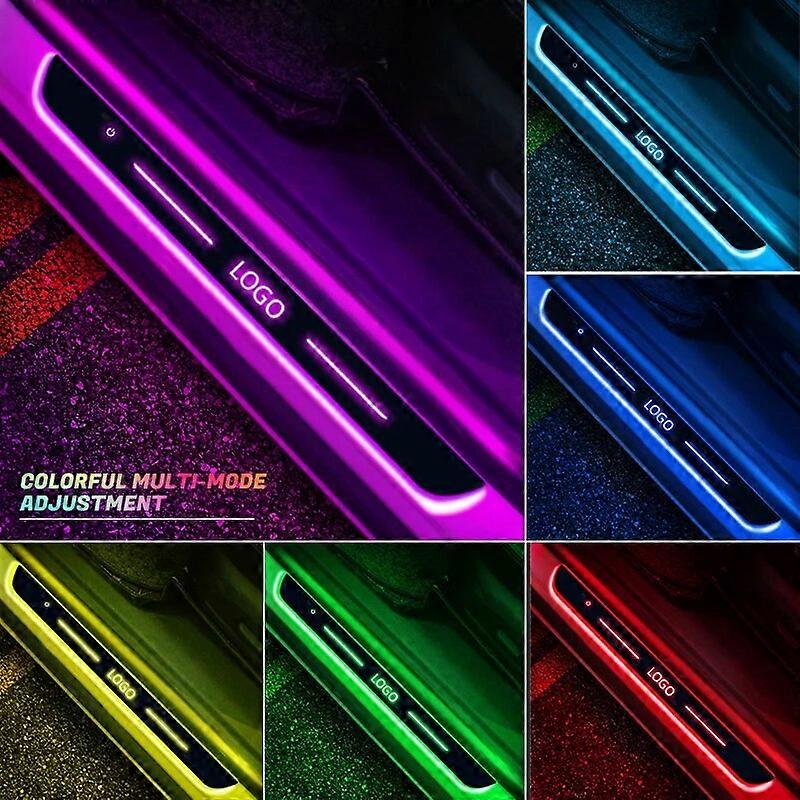 2 قطعة حسب الطلب باب السيارة عتبة ضوء شعار جهاز العرض مصباح ليزر USB الطاقة تتحرك LED ترحيب دواسة سيارة جرجر لوحة دواسة لا أسلاك