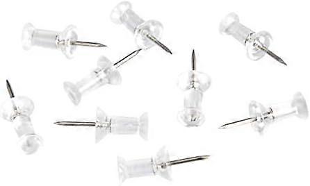Push Pins Tacks, Clear Plastic Head, Steel Point, 100-Pack