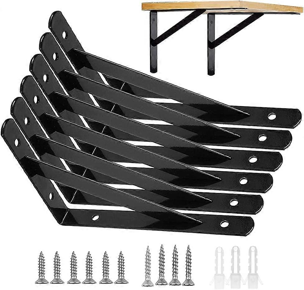 Folding Stand 400mm, 2pcs Black Folding Console Stand, Folding Shelf Bracket, Heavy Duty Retractable Folding Console Stand