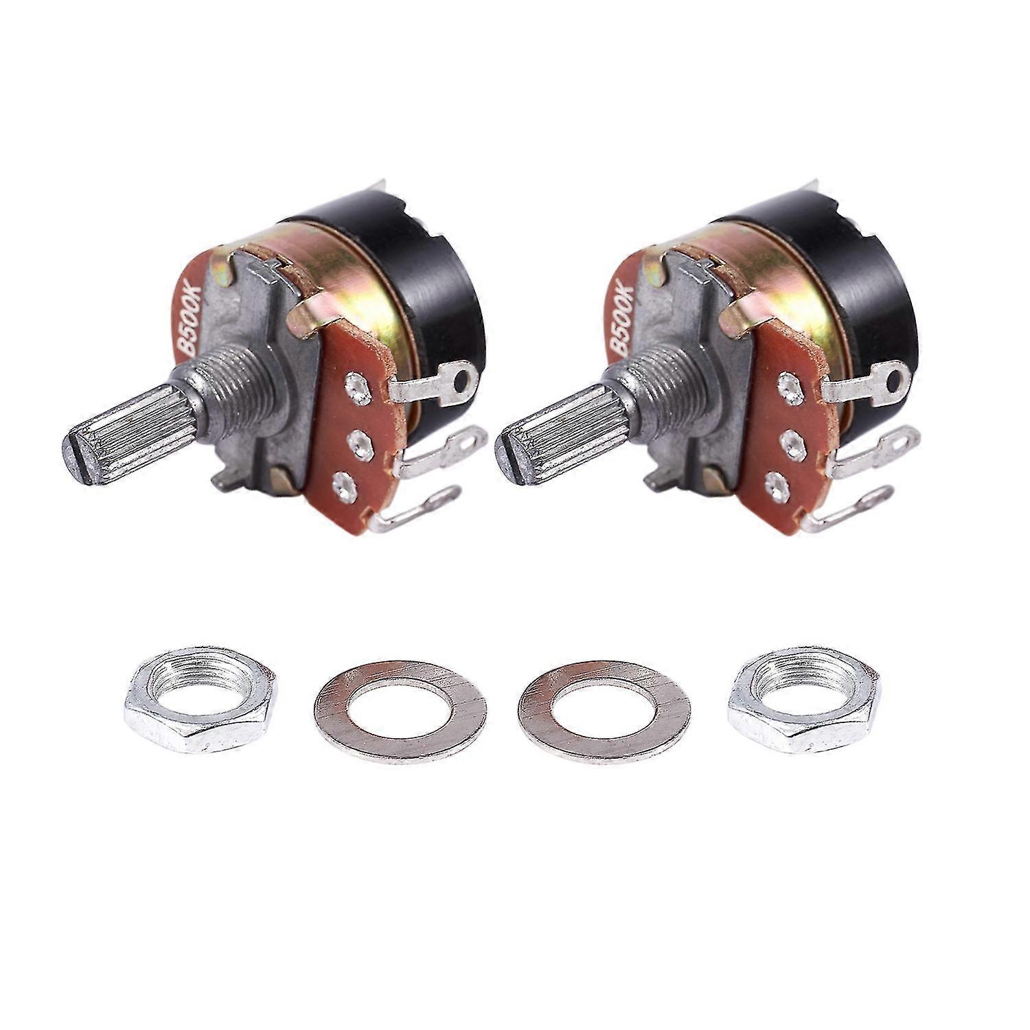 2pcs 500k Ohm Single Linear Taper Potentiometers With Onoff Switch