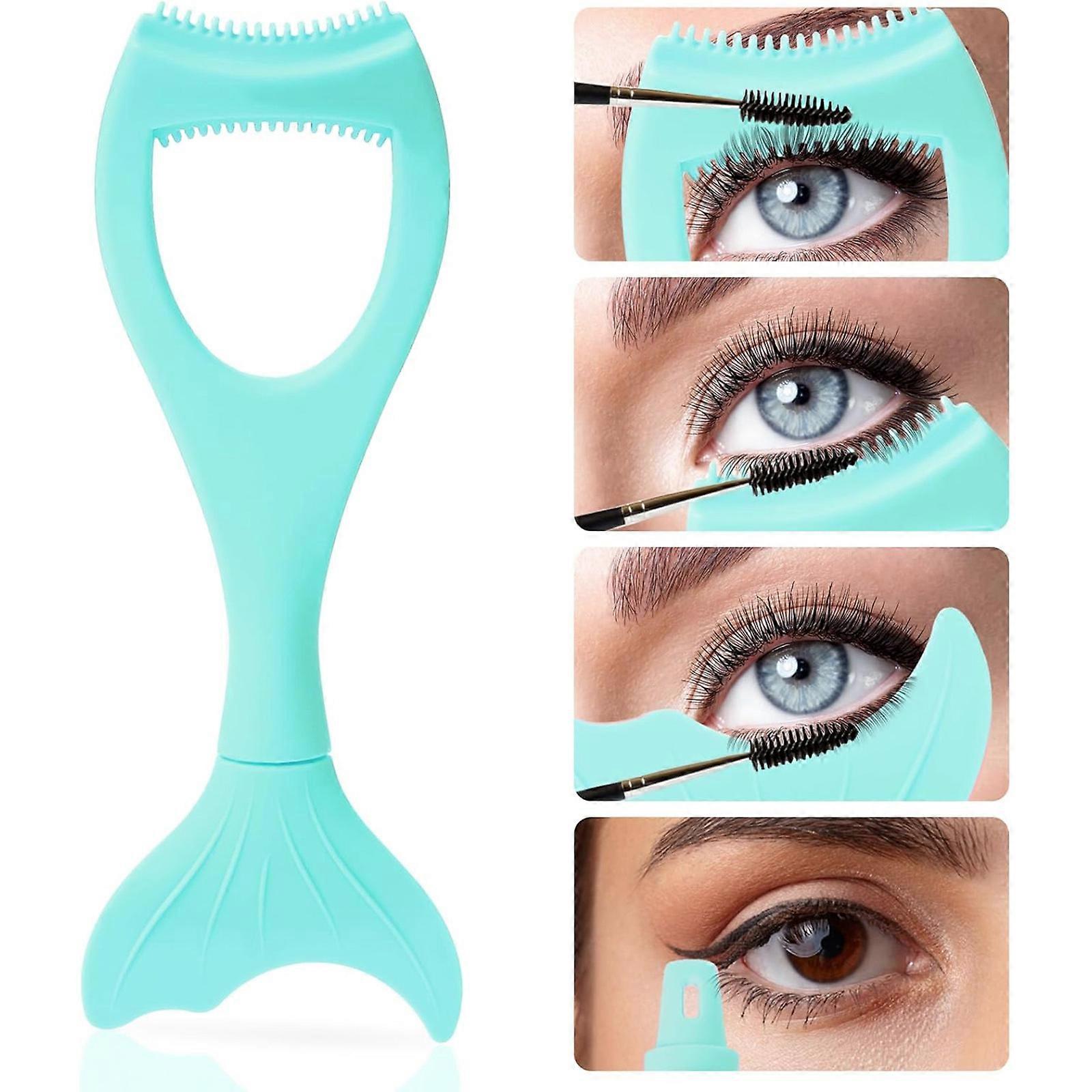 Mascara Shield for Eyes, Mascara Applicator Shield 3 in 1 Eyeliner Mascara Guard Reusable Silicone Eyeliner Stencil with Eyelash Comb