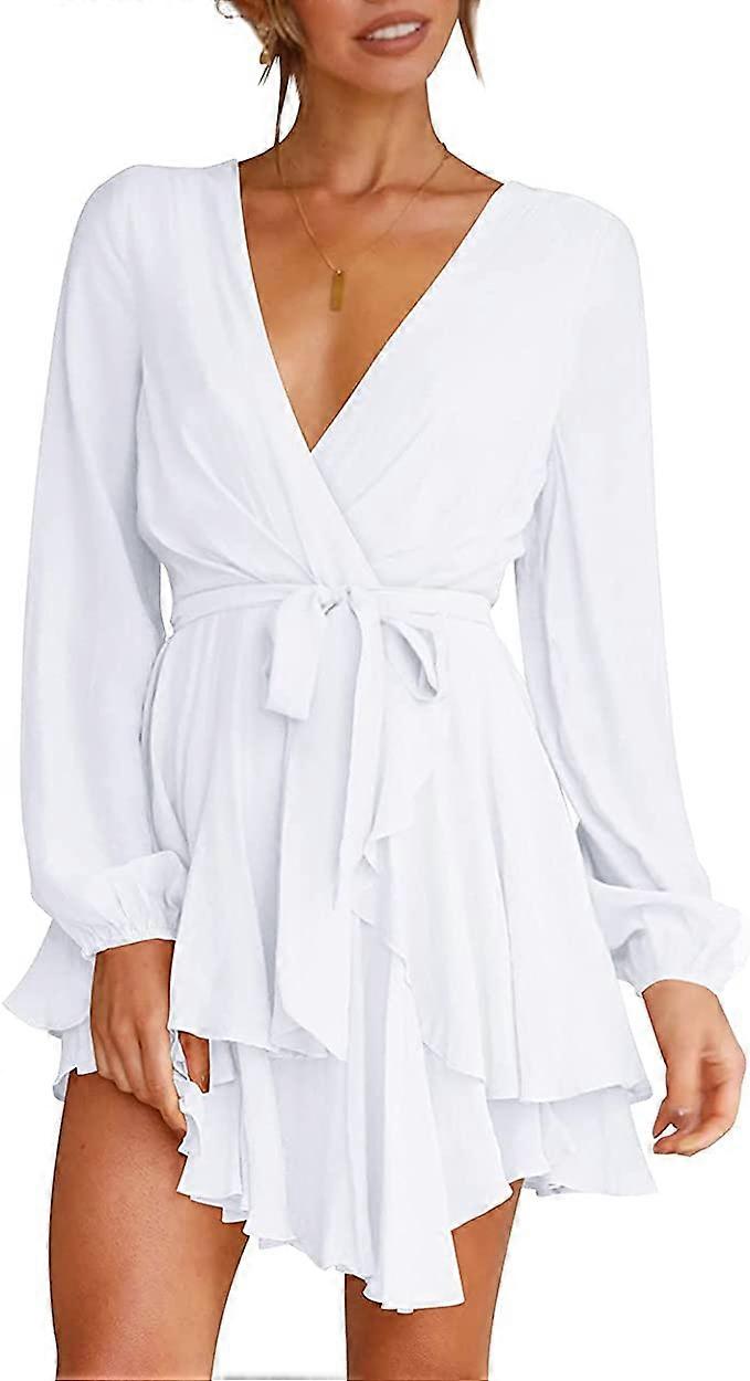 Women's Deep V-Neck Long Sleeve Dress