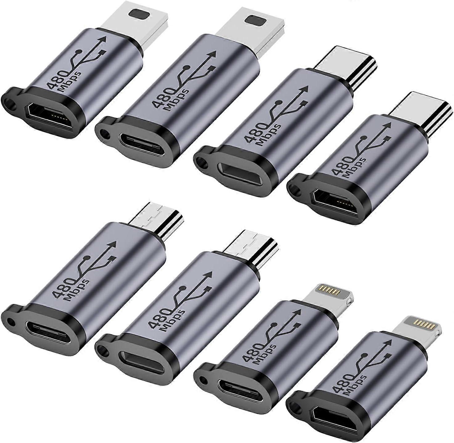 محول USB C إلى Micro USB ، محول نوع C / Micro USB أنثى إلى ذكر لايتنينج ، موسع Micro USB إلى USB C (8 عبوات)