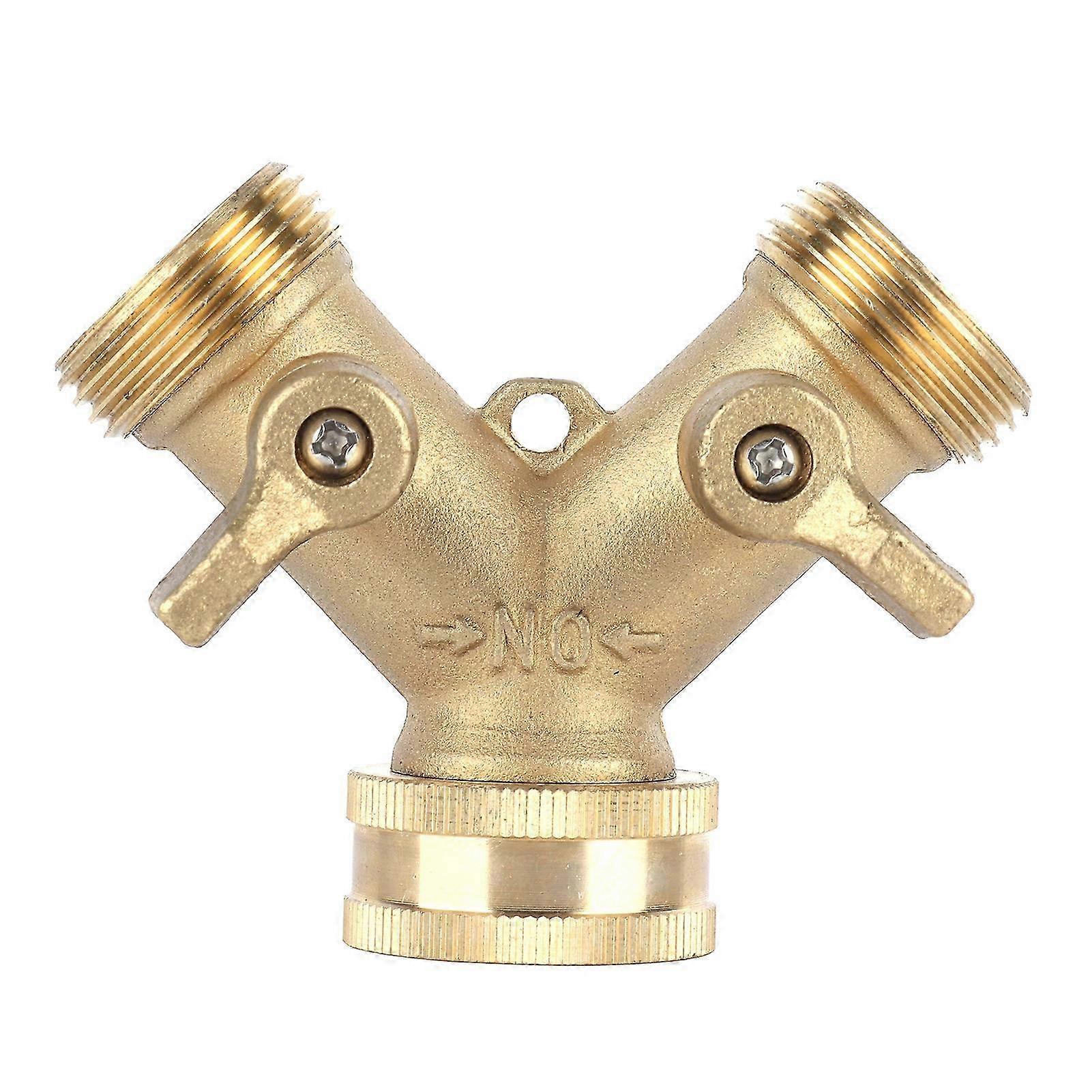 Brass Hose Splitter G34 Y Shape 2 Way with Ball Valve for Garden and Greenhouse Watering