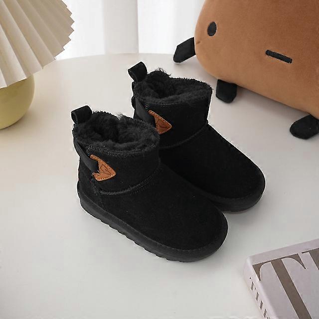 Children's Snow Boots Girl's Head layer frosted Leather Boots Boy's Warm Plush Non-slip Winter Boots Size 21-37