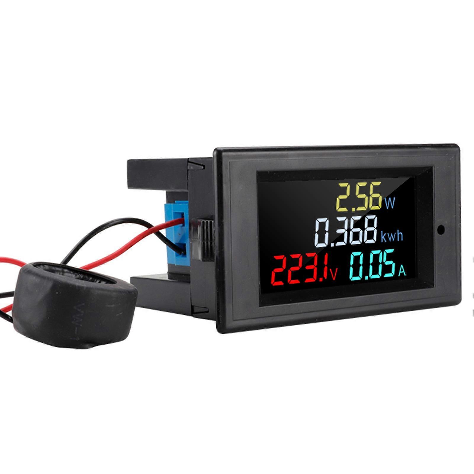AC 80-300V Voltmetro Digitale Amperometro Display LCD A Colori Multimetro Tensione Corrente Potenza Energia Frequenza Monitor con Trasformatore Di Corrente CT 100A