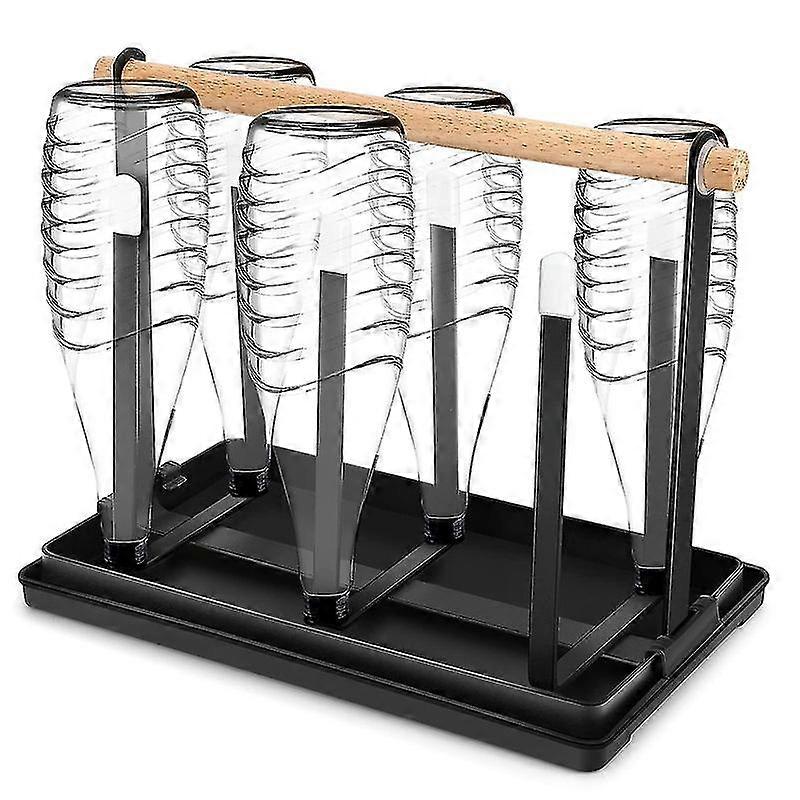 Θήκη μπουκαλιών για Sodastream, 6 Bottle Stand, Drip Rack, Bottles, Metal Draining Rack, Bottles, Cup Holder With Drip Tray For Bottles And Cups (μαύρο)