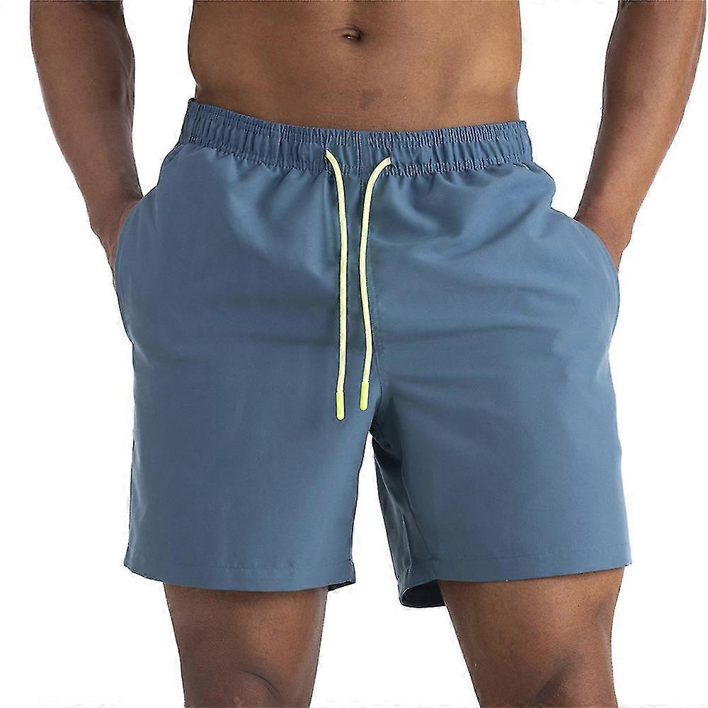 Mens Elastic Drawstring Shorts Beach Pants With Pockets