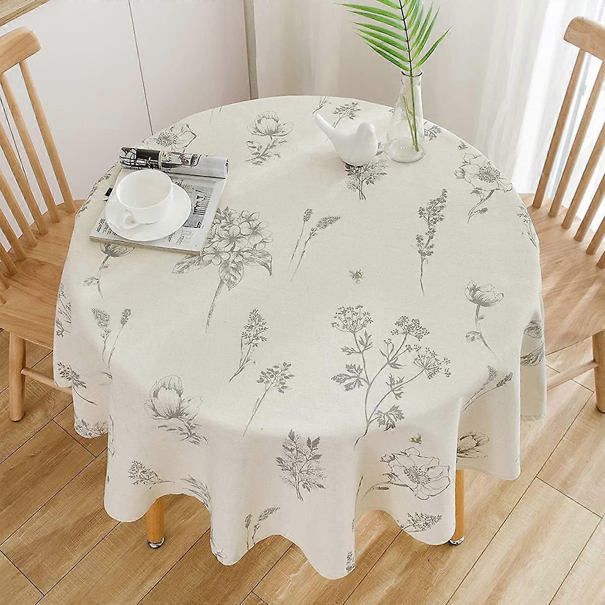 Round Table Cloth Beige Print 150cm, Small Round Table Cloth Round Wipe Clean Round Table Cloth, Rou