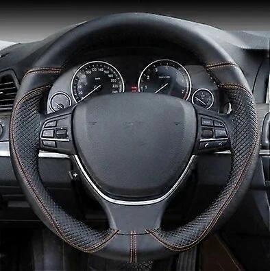 DIY 38cm Steering Wheel Covers Soft 100% Cowhide Genuine Leather Anti-wear Car Steering Wheel Cover Braid With Needles Thread