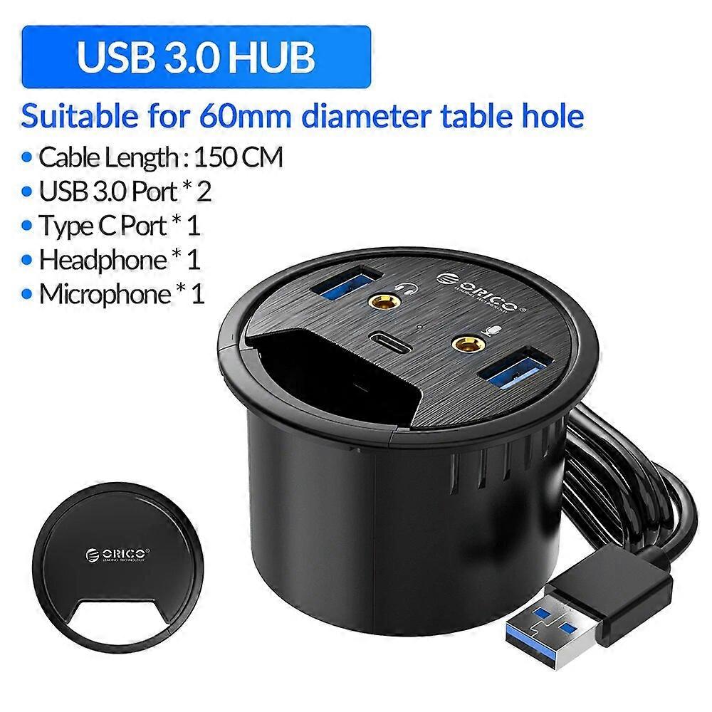 ORICO Skrivbordsgenomföring USB 3.0 HUB Med Hörlursmikrofonport Typ C Kortläsare OTG-adapter Splitter För Bärbara Tillbehör