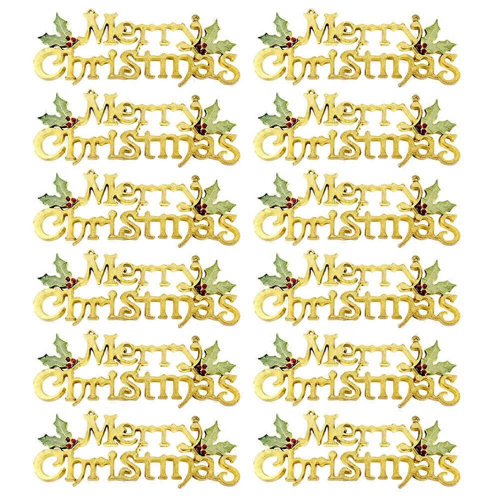 12Pcs Joyeux Noël Signe Suspendu Pendentif Décoratif de Noël Ornement Suspendu