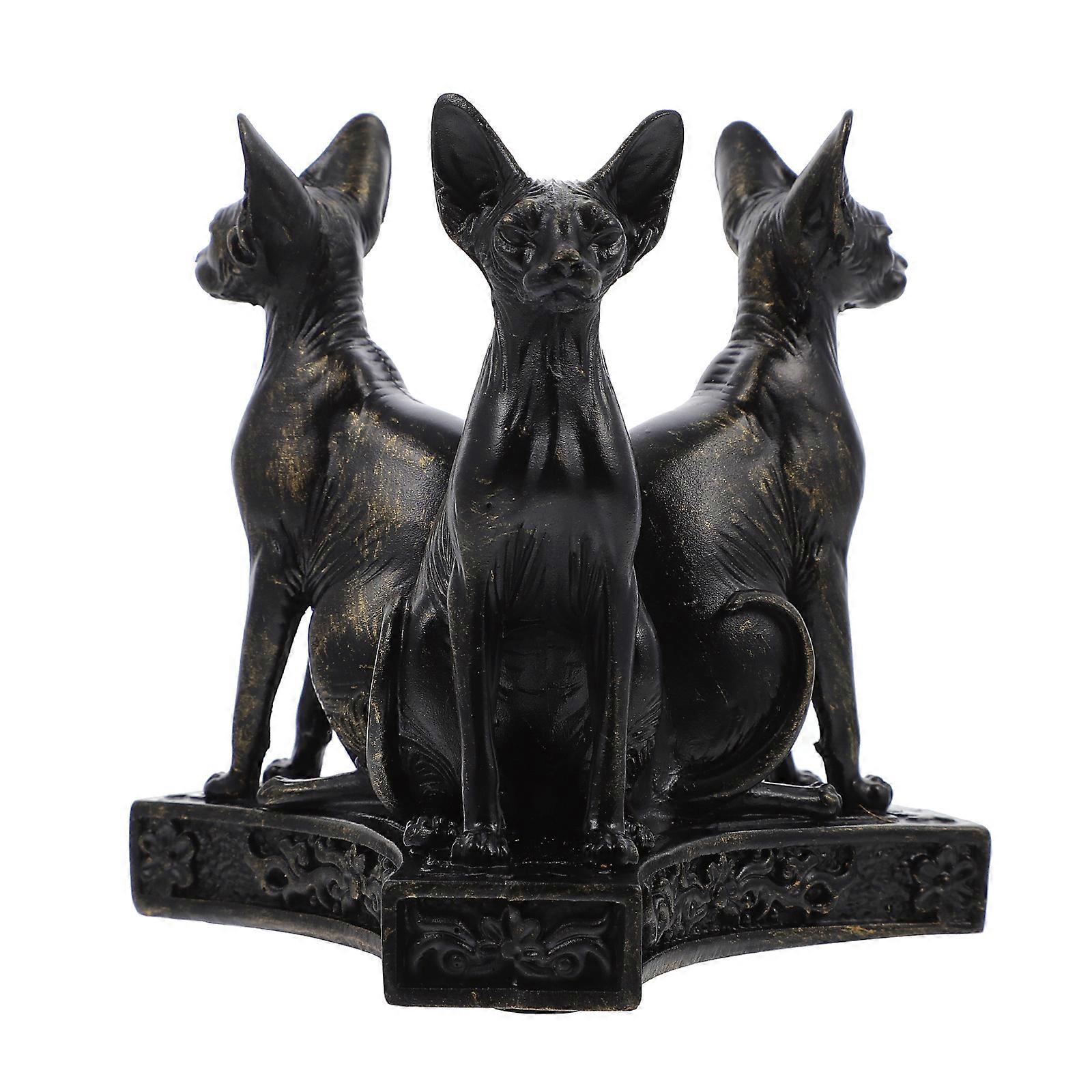 1pc Resin Egyptian Goddess Cat Statue Crystal Ball Display Base Stand Holder