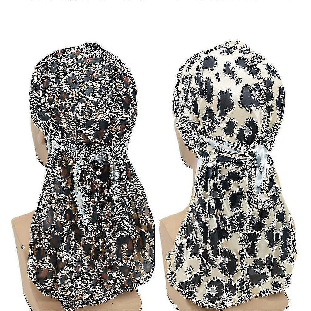 2pcs Silky Durags Pack For Men Waves, Satin Doo Rag