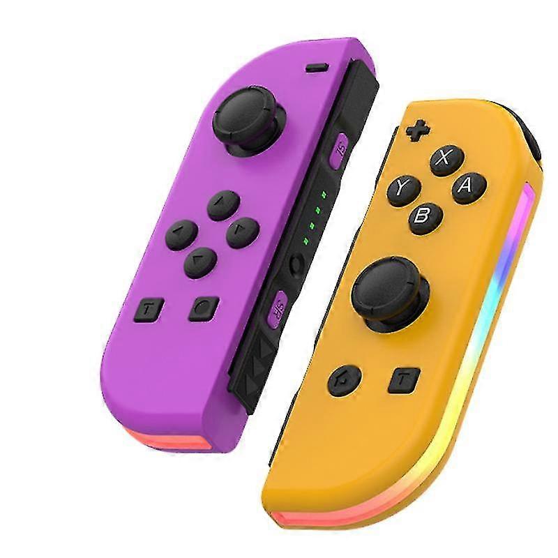 Controller für Nintendo Switch, Ersatz für Switch-Controller mit RGB-LED, einstellbarer Turbo und Vibration, lila/orange