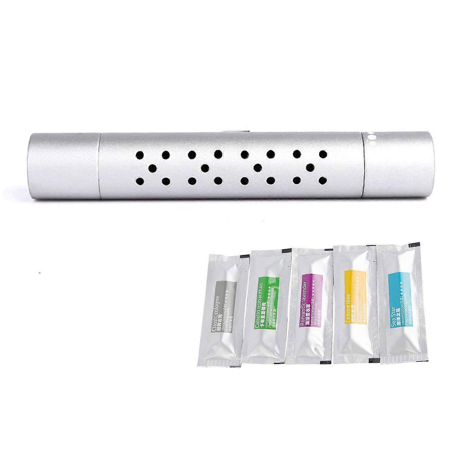 6Pcs/Set Metal Rotating End Car Aromatherapy Clip with 5 Cylindrical Essential Oil Refill Sticks