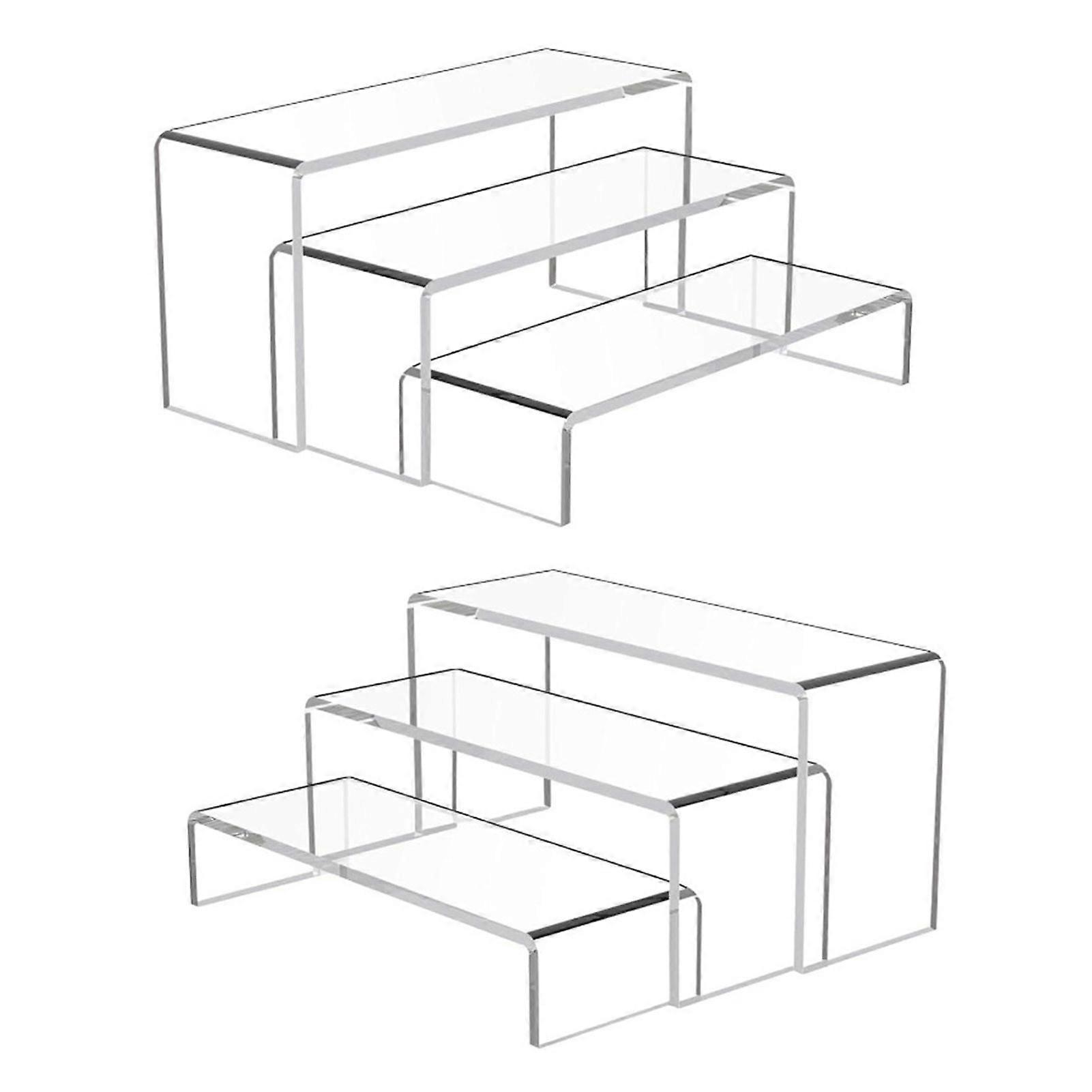 6Pcs Clear Acrylic Storage Display Racks Strong Load-bearing Transparent Rectangular Display Shelf Dessert Cupcake Candy