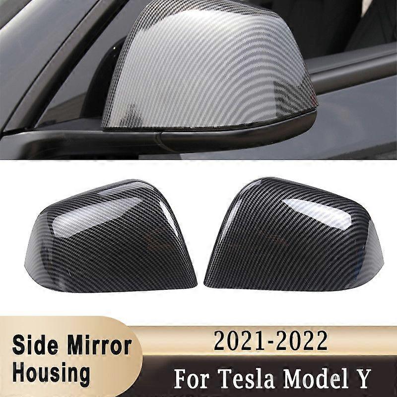 For Tesla Side Rearview Mirror Cover for Tesla Model Y 2021-2022 Carbon Look ABS Mirror Protection Decoration Hosing Cap