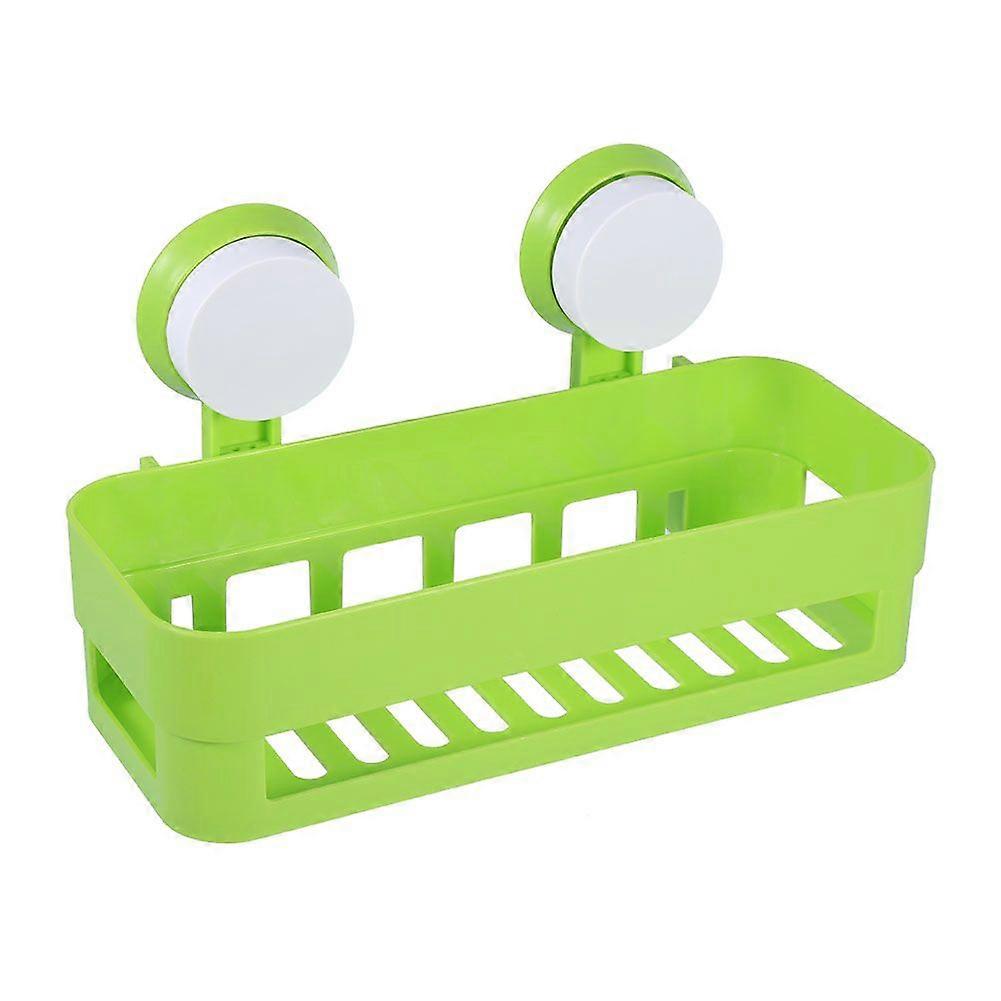 Wall Mounted Bathroom Shower Shelf with Suction Cup Kitchen Storage Basket Green