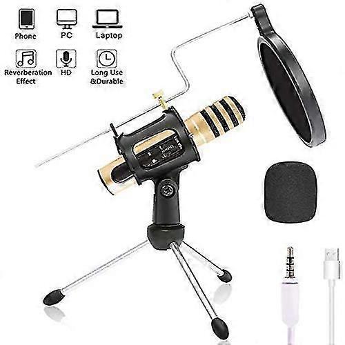 Usb Condenser Microphone - Professional Condenser Microphone Kit With Tripod For Iphoneandroid, Laptop, Recording, Karaoke Singing, Podcasting Etc (go