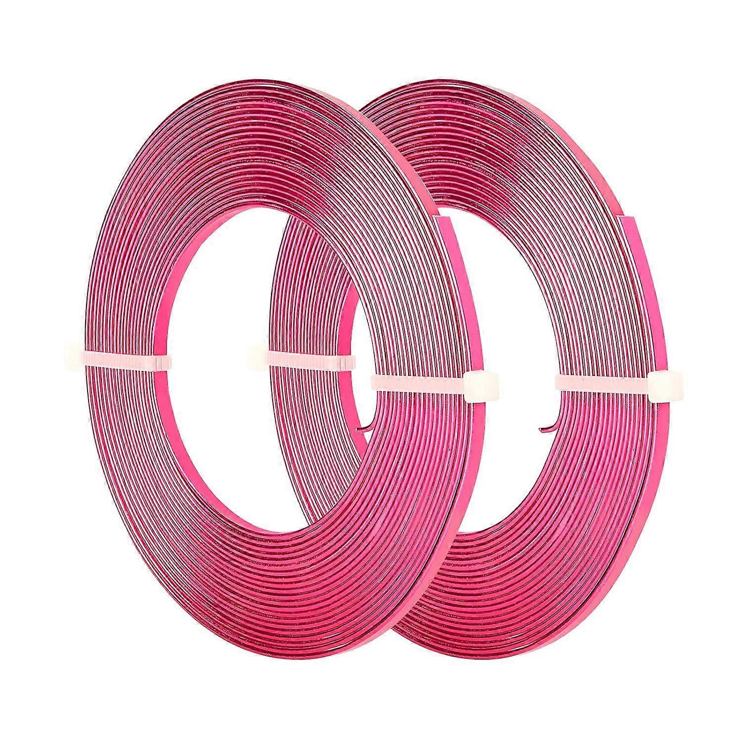 2 Rolls 32 Feet Flat Aluminum Wire 3mm Wide Jewelry Craft Wire Bezel Wire 18 Gauge for Sculpting Armature Jewelry Making - Camellia